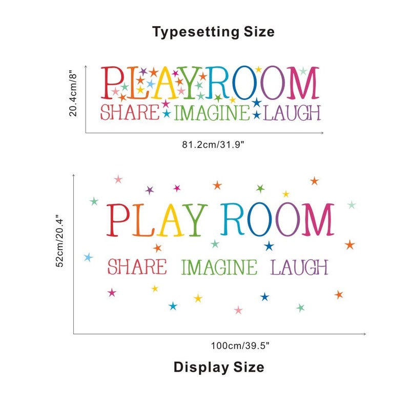 TOARTi Playroom Share Imagine Laugh Wall Sticker, Inspirational Quote Wall Decals,Colorful Stars Playroom Sticker for Wall Classroom Nursery Decoration - Image 4